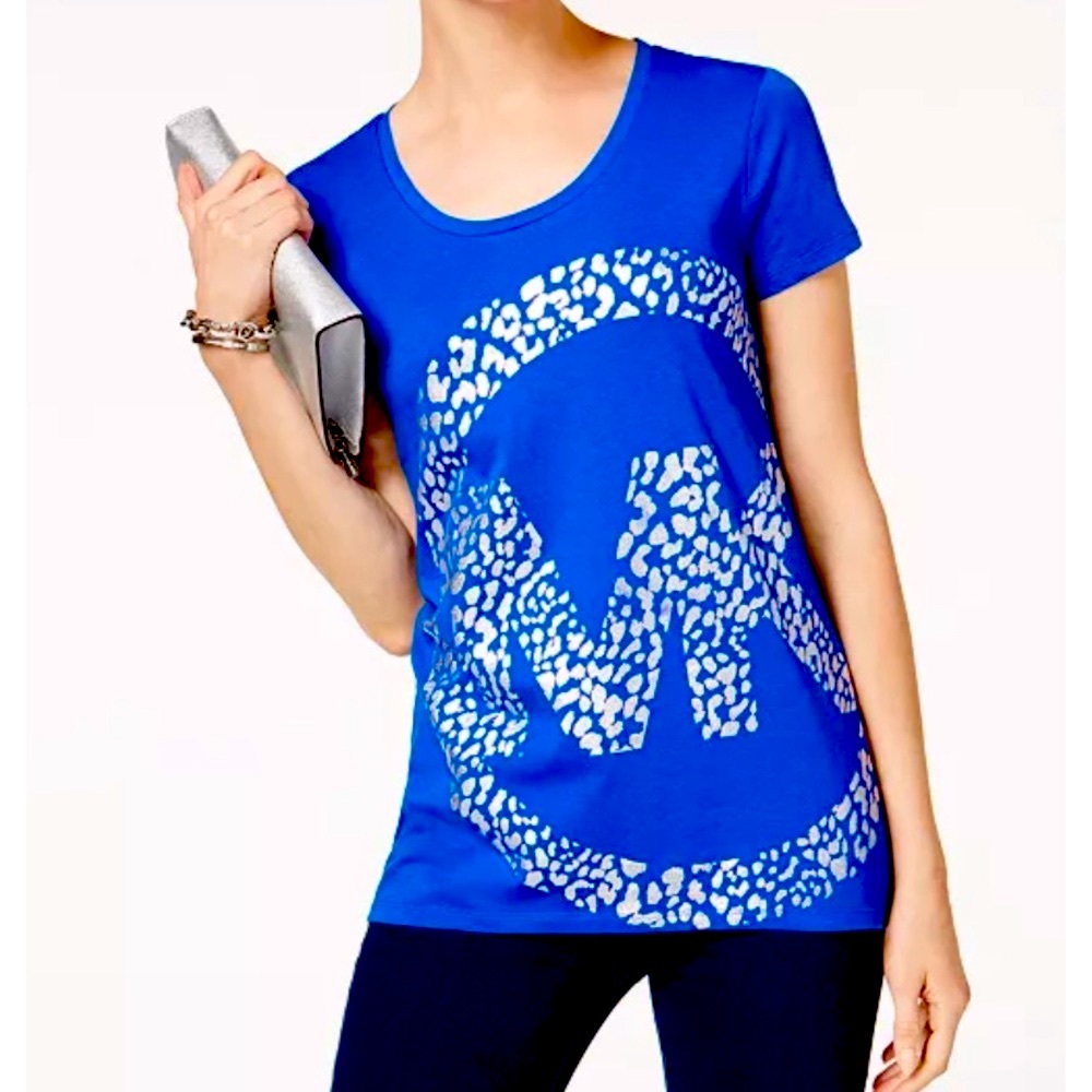 🌸MICHAEL Michael Kors Women’s Leo Metallic Logo Animal Print Top